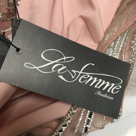NWT La Femme 25767SC Jersey Prom Dress Blush Size 2 - Picture 6 of 7